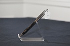 Attractive, sleek, slimline style acrylic pen body with chrome plated metal;  the pen uses a Cross refill.